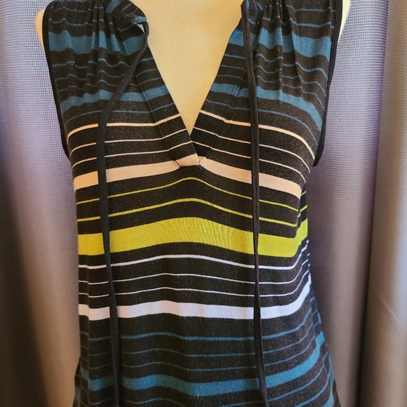 Loft Outlet Tie-Neck Sleeveless Striped Tank - Picture 1 of 7